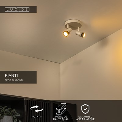 Lucide KIANTI - Spot plafond - Ø 15 cm - 2xGU10 - Taupe